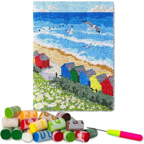 Knüpfteppich Zum Selber Knüpfen DIY-Teppichherstellungs-Set 38 x 52 cm Kreuzstich Set Tapisserie Teppich Knüpf-Sets Knüpfen Set Für Kinder Und Erwachsene DIY Handwerk Geschenke Fußabtrete von Fzamudng