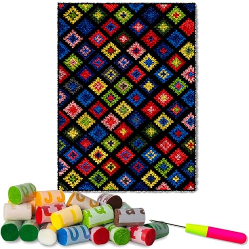 Knüpfteppich Zum Selber Knüpfen Tapisserie Teppich Knüpf-Sets DIY-Teppichherstellungs-Set 61 x 87 cm Kreuzstich Set Knüpfen Set Für Kinder Und Erwachsene DIY Handwerk Geschenke Fußabtrete von Fzamudng