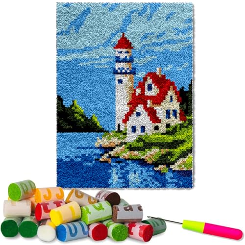 Knüpfteppich Zum Selber Knüpfen Tapisserie Teppich Knüpf-Sets DIY-Teppichherstellungs-Set 80 x 115 cm Kreuzstich Set Knüpfen Set Für Kinder Und Erwachsene DIY Handwerk Geschenke Fußabtrete von Fzamudng