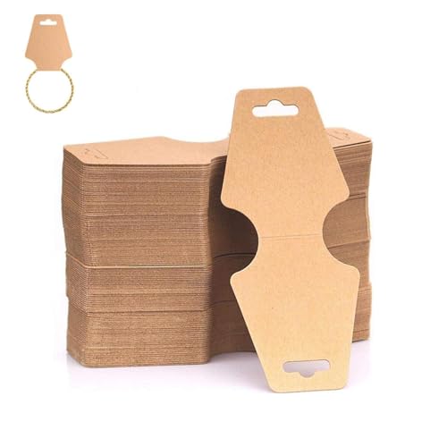 100 Stück Kraftpapier Halsketten Display, Karten Schmuck Display Karten, Ohrringe Displaykarten, Kraftpapier Halsketten Display (Braun), für Ohrringe, Halsketten, Armbänder, Hängende Display Karte von Fzcyuoo