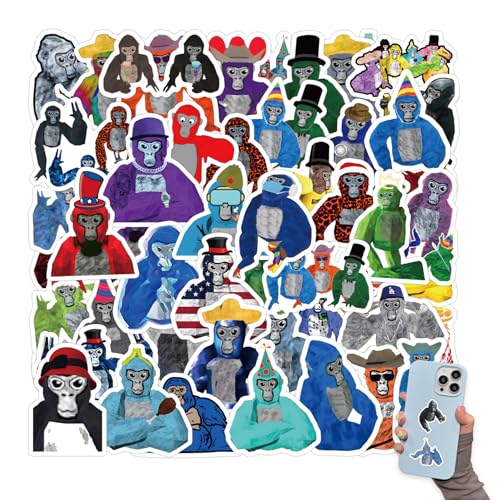 60 Stück Gorilla Aufkleber für Kinder Jugendliche, Gorilla Wasserfeste Aufkleber Sticker Set Gorilla Vinyl Aufkleber für Auto Laptop Skateboard Fahrrad Moped Motorrad Motorräder Gepäck Computer Koffer von Fzcyuoo