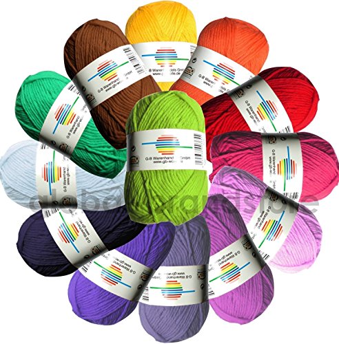 GB Wolle Schulgarn Baumwolle Strickgarn Häkelgarn Topflappengarn Häkeln 50g 87m (1440 natur) von G-B