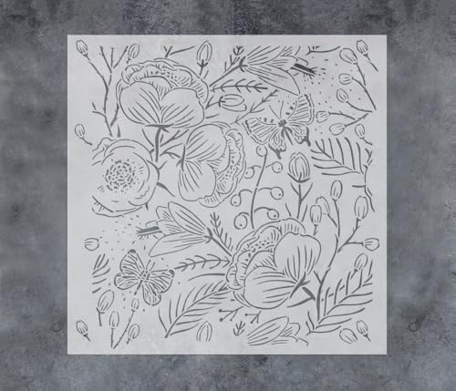 GSS Designs Blumenschablonen zum Malen auf Holz, Leinwand, Papier, Stoff, Boden, Wand, Blumenschablonen, 30,5 x 30,5 cm, wiederverwendbare DIY-Kunsthandwerk-Schablonen zum Malen von Blumen und von G GSS Designs