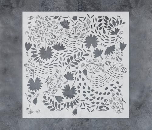 GSS Designs Botanische Löwenzahn-Schablonen, 30,5 x 30,5 cm, wiederverwendbare Blumenpflanzen-Wandschablone zum Malen auf Möbeln, Wänden, Naturtapete, Schablonenmuster von G GSS Designs