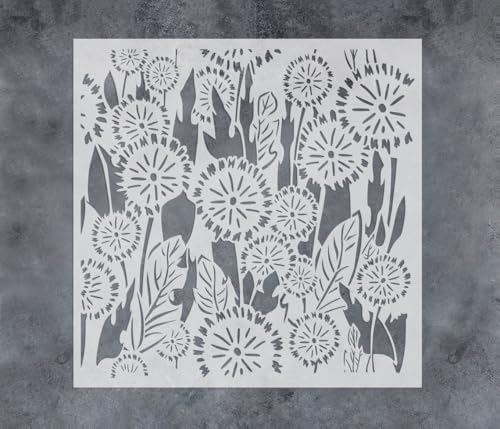 GSS Designs Große Löwenzahn-Wandschablone, 40,6 x 40,6 cm, Blumenschablonen für Wand, Möbel, Löwenzahn, Allover-Blumenmuster, Schablonen für Heimdekoration von G GSS Designs