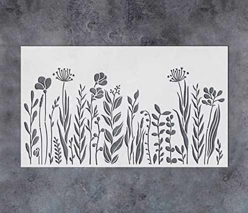 GSS Designs Große Wildblumen-Schablonen zum Malen auf Wand, Leinwand, Möbel, Holz, wiederverwendbare Pflanzenschablonen zum Bemalen von Blumenschablonen, Weinblättern, 40,6 x 61 cm von G GSS Designs