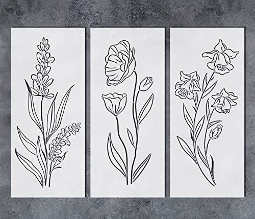 GSS Designs Hohe Wildblumenschablonen zum Malen Große Blume 17,8 x 40,6 cm Blumen Schablone Bouquet Malerei Schablonen für Holz Wand Leinwand von G GSS Designs