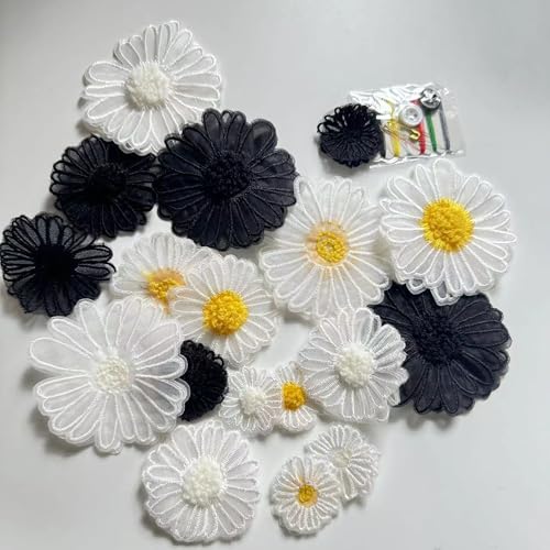 G-RUI 18 Stück DIY 2-lagige Blumen-Patches für Kleidung, Stickerei, Blumenaufnäher für Kleidung, Taschen, dekorative Parches Applikation, Nähen, Handwerk von G-RUI