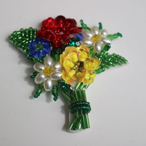 G-RUI DIY Fashion Stickerei Strass Perlen Blumen Patches für Kleidung Nähen auf Stickerei Pailletten Froal Patches für Taschen Dekorative Parches Applikationen von G-RUI