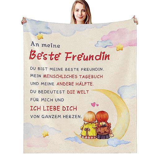 G-dake Beste Freundin Geschenke Decke, Geburtstagsgeschenk für Meine Beste Freundin BFF Geburtstag Geschenk Freundinnen Geschenkideen Kuscheldecke Flauschig 150x200cm von G-dake