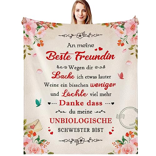 G-dake Beste Freundin Geschenke Decke, Geburtstagsgeschenk für Meine Beste Freundin Geburtstag Geschenk Freundinnen Geschenkideen Kuscheldecke Flauschig 130x150cm von G-dake