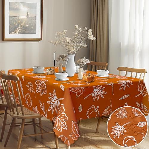 G-dake Garten Tischdecken für Draußen, Herbstliche Ahornblatt Rechteckig Tischdecke Abwaschbar, Wasserdichtes Polyester Tischtuch für Abendessen Küche, Esstisch, Parteien Outdoor Herbst(140x180cm) von G-dake