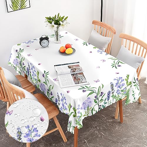 G-dake Tischdecke, abwischbar, rechteckig, violettes Blumenmuster, Polyester, wasserdicht, knitter- und schmutzabweisend, Tischdecke für Küche, Abendessen, Picknick, Party, Outdoor, 110 x 140 cm von G-dake