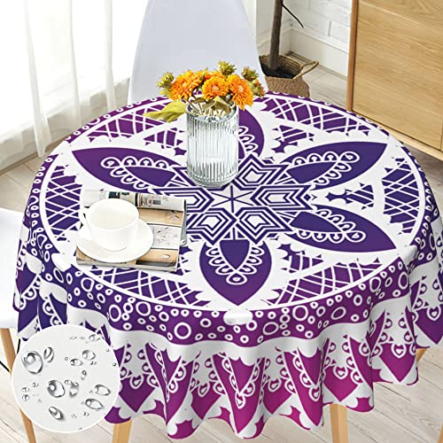 G-dake Tischdecke Abwaschbare Rund 150 cm, Tischdecke Boho Style Mandala Polyester Wetterfest Tischdecken für Küche Garten Couchtisch Party Dekoration Innen und Draußen von G-dake