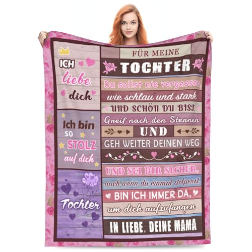 G-dake Tochter Geschenke von Mama, Kuscheldecke für Meine Tochter Geschenk Mutter Tochter Decke mit Spruch Geschenkideen für Geburtstag Weihnachten Geburtstagsgeschenk, 130x150cm von G-dake