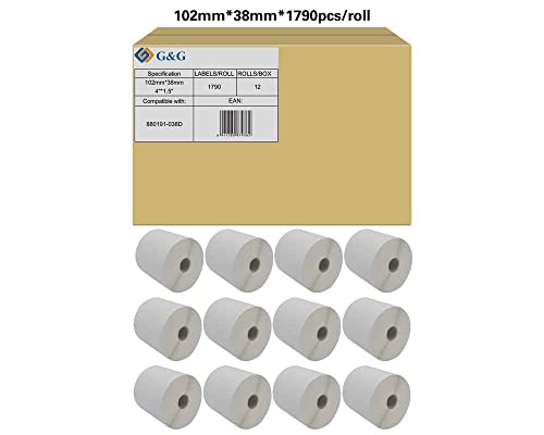 G&G Etiketten kompatibel mit Zebra 880191-038D (12x a 1.790 Etiketten) Gesamt Etiketten: 21.480 / 102x38mm von G&G