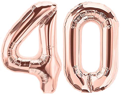 Folienballon Zahl 40 Rosa XL ca. 72 cm hoch - Zahlenballon/Luftballon rosegold für Geburtstagsparty, Jubiläum oder sonstige feierliche Anlässe (Nummer 40) von G&M