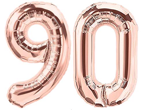 Folienballon Zahl 90 Rosa XL ca. 72 cm hoch - Zahlenballon/Luftballon rosegold für Geburtstagsparty, Jubiläum oder sonstige feierliche Anlässe (Nummer 90) von G&M