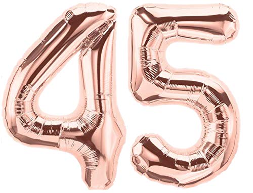 Folienballon Zahl Rosa 45 XL ca. 72 cm hoch - Zahlenballon/Luftballon rosegold für Geburtstagsparty, Jubiläum oder sonstige feierliche Anlässe (Nummer 45) von G&M