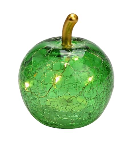 G. Wurm Dekoleuchte Apfel (XXS) Glas dunkelgrün - Apfel Lampe mit 5er LED Lichterkette, Dekolampe, Tischleuchte, Apfellampe von G. Wurm