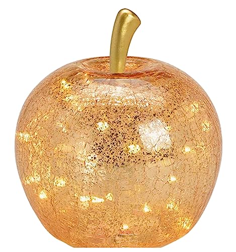 G. Wurm Dekoleuchte Apfel Leuchte (M) Glas, Gold, Apfel Lampe mit LED Lichterkette, Dekolampe, Tischleuchte, Apfellampe von G. Wurm