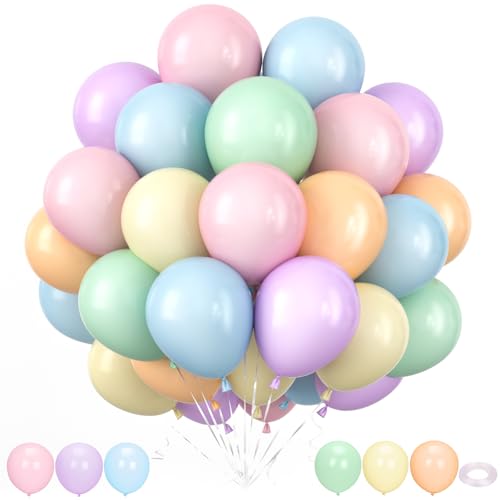 G.C 50 Stück Luftballons Pastell Ballon Bunt Geburtstagsdeko Party Deko Happy Birthday Ballon Helium Luftballons für Kindergeburtstag Deko Babyparty Baby Shower Hochzeit Deko (Pastelle) von G.C