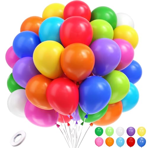 G.C 50 Stück Luftballons Pastell Ballon Bunt Geburtstagsdeko Party Deko Happy Birthday Ballon Helium Luftballons für Kindergeburtstag Deko Babyparty Baby Shower Hochzeit Deko (Regenbogen) von G.C