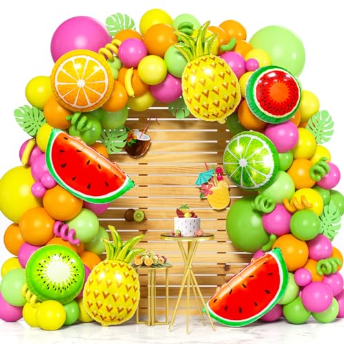 G.C Obst Luftballon Girlande Tropisches Bunt Ballon Girlande Geburtstagsdeko Party Deko mit Folienballons Obst für Beach Pool Party Sommerparty Kindergeburtstag Obst Geburtstag Deko von G.C