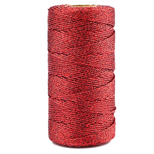 G2PLUS 1.5MM Rot Metallic Kordel, 100M Nicht Elastisch Kordelband Schnur, DIY Bastelschnur zum Handwerk Hochzeit Dekorieren oder Verpacken von G2PLUS