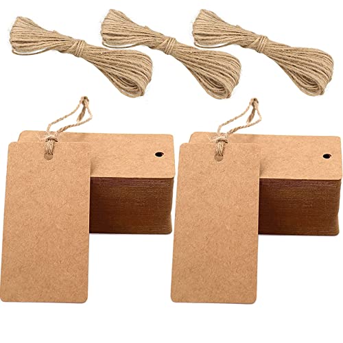 G2PLUS 200 Stk Geschenkanhänger Groß, 300g/m² Kraftpapier Etiketten Tags, 4.5 x 9 CM Geschenkanhänger Anhänger Etiketten mit Jute-Schnur von G2PLUS