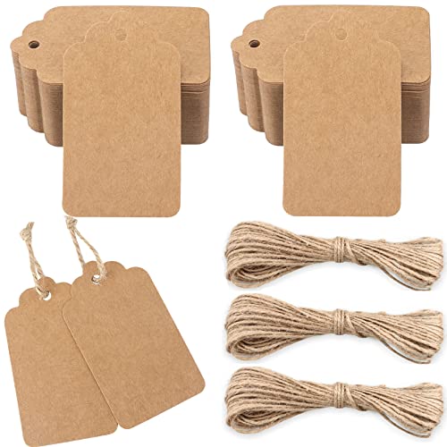 G2PLUS 200 Stück Kraftpapier Anhänger,Geschenkanhänger,Etiketten aus Kraftpapier 7x4CM Anhänger Papier Kraftpapier Etiketten Tags Braun für Valentinstag Hochzeit Geschenke von G2PLUS