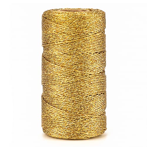 G2PLUS 1.5MM Gold Metallic Kordel, 100M Nicht Elastisch Kordelband Schnur, DIY Bastelschnur zum Handwerk Hochzeit Dekorieren oder Verpacken von G2PLUS