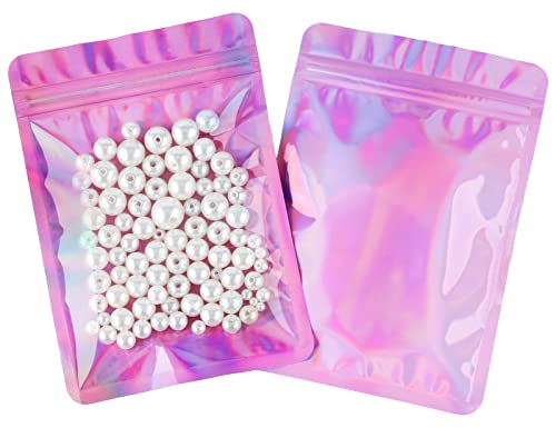 G2PLUS 10x15cm Kleine Druckverschlussbeutel, Lila Rosa Mylar Beutel Folienbeutel, 100 Stück Frosted Verschließbare Plastiktüten Verwendet für die Lagerung von Süßigkeiten/Proben von G2PLUS