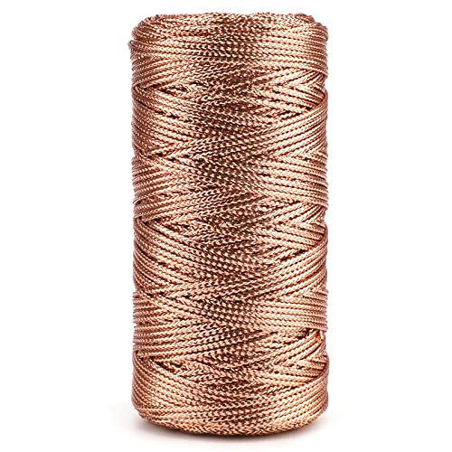 G2PLUS 100M Metallic Schnur 1.5mm Roségoldfaden Kordel DIY Bastelschnur, Verpackungsschnur für Geschenkpapier, Dekoration, Handwerk von G2PLUS