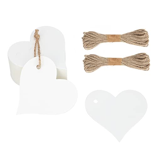 G2PLUS 100Stk Herz Kraftpapier Geschenkanhänger, Etiketten Herzanhänger mit Schnur für Valentinstag Hochzeit Geschenke-Weiß von G2PLUS