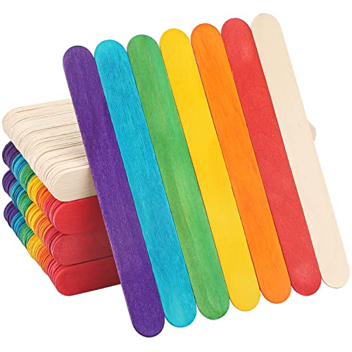 G2PLUS 200 Stück Bunte Holzstäbchen zum Basteln, Eisstiele aus Holz Craft Sticks zum Basteln, Holzspatel DIY Bastelhölzer Handwerk von G2PLUS