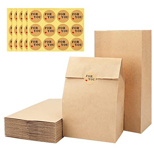 G2PLUS 50 Stück Braune Papiertüten Groß, 15.5x10x30CM Kraftpapier Geschenktüten für Geschenke, Adventskalender von G2PLUS