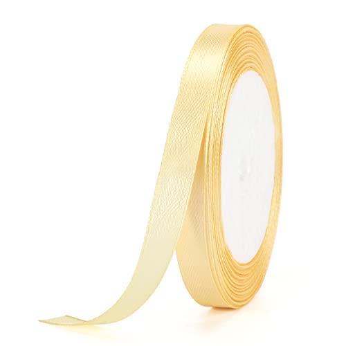 G2PLUS Champagner Gold Satinband 10mm, Dekoration Geschenkband, 22m Schleifenband zum Bastel, Gold Satin Dekoband für Geschenkverpackung, Dekoration von G2PLUS