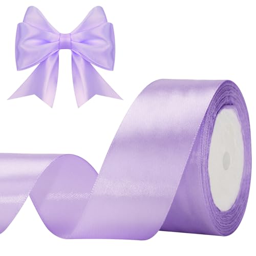 G2PLUS Hellviolett Satinband 40mm, Breit Dekoration Geschenkband, 22m Schleifenband zum Bastel, Hellviolett Satin Dekoband für Geschenkverpackung, Dekoration von G2PLUS