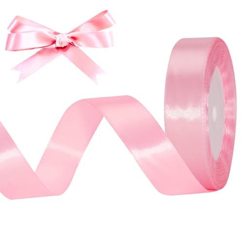 G2PLUS Rosa Satinband 20mm, Dekoration Geschenkband, 22m Schleifenband zum Bastel, Rosa Satin Dekoband für Geschenkverpackung, Dekoration von G2PLUS