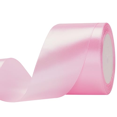 G2PLUS Rosa Satinband 50mm, Breit Dekoration Geschenkband, 22m Schleifenband zum Bastel, Rosa Satin Dekoband für Geschenkverpackung, Dekoration von G2PLUS