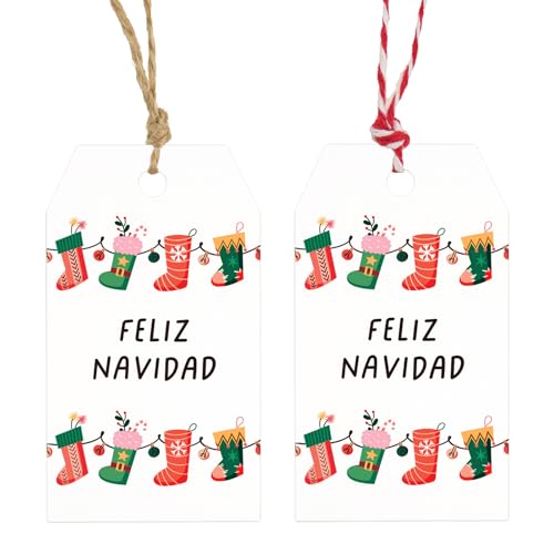 Spanische Feliz Navidad Gastgeschenk Anhänger, 7x4cm etiketten zum anhängen von G2PLUS