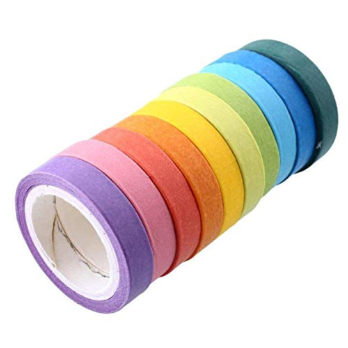 G4GADGET Brillaint Style Washi-Klebeband, 10 Stück, Regenbogenfarben von G4GADGET