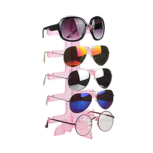 Transparente 5 Paare Kunststoff Sonnenbrille mit Rack Halter Rahmen 5 Schichten Brille Schmuck Display Ketten Anhänger Standard Sonnenbrille Displayständer (Color : Light Pink Holder ) (hellrosa von G5AABMMKL