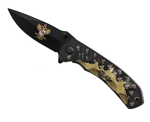 G8DS® Klappmesser Scharfes Outdoor Messer Jagdmesser & Survival Knife Einhandmesser Taschenmesser mit Edelstahlklinge (Toledo Gold) von G8DS