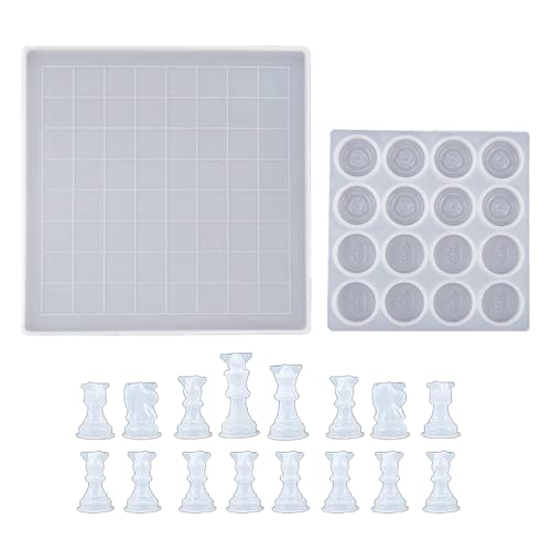 18 Stück Epoxid-Schach-Silikonform Checkers Board Kristall-Epoxidharz für Harzformherstellung von GADAW