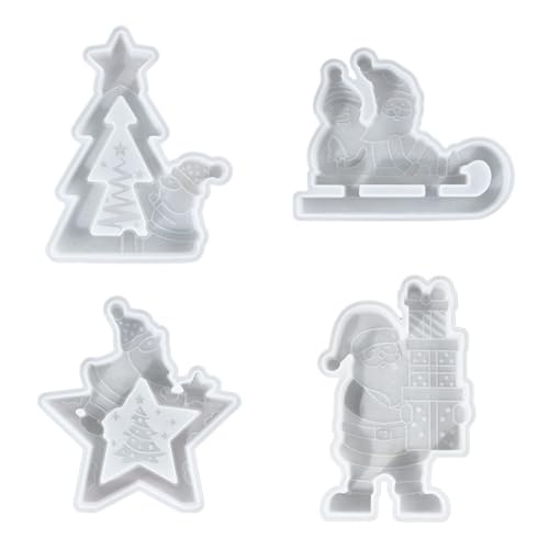 4Pcs Thema Weihnachten Kerze Formen Für Kerze Hause Dekoration Weihnachten Santa Klausel Silikon Formen Für Epoxidharz von GADAW