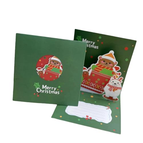 Attraktive Weihnachtspapierkarten Multifunktionale 3D-Popup-Weihnachtsgrußkarte mit Bär zum Feiern von GADAW