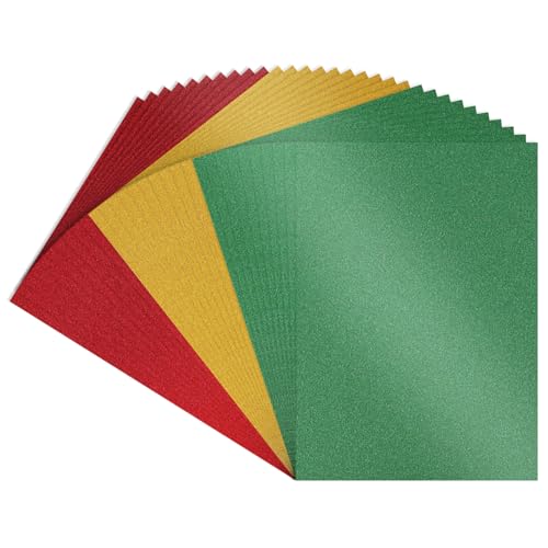 30Blatt Tonpapier A4 Bunt Weihnachten, Glitzerpapier zum Basteln Weihnachten, Bastelpapier Bunt Papier A4 250g Tonkarton Bunt Weihnachtsfarben Bastelkarton Farbiges Designpapier für Basteln von GADITIEK