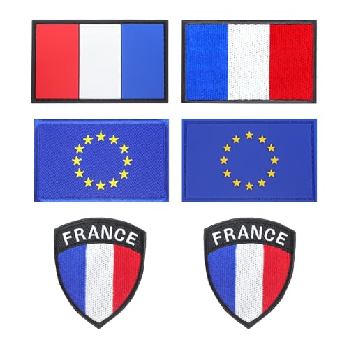 6 Pcs Ecusson France, Pvc France Flag Patch Scratch Hook And Loop Eu France Embroidered Sew On Hats Clothes Jeans, Tactical Military France Patch, Diy Badge Patch von GADITIEK
